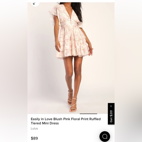 LULU’s ‘Easily in Love Blush Pink Floral Print Ruffled Tiered Mini Dress - Picture 4 of 5